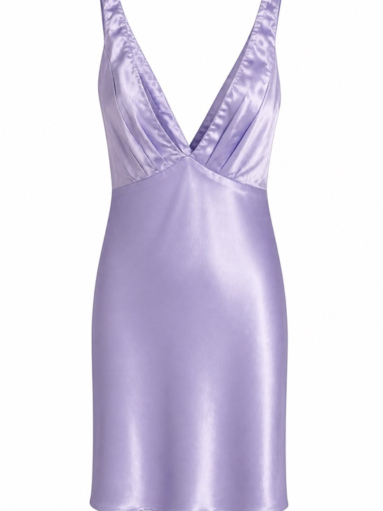 Hello Molly Dresses & Skirts - Hello Molly Lavender Satin V-Neck Mini Slip Dress with Bow Tie Back